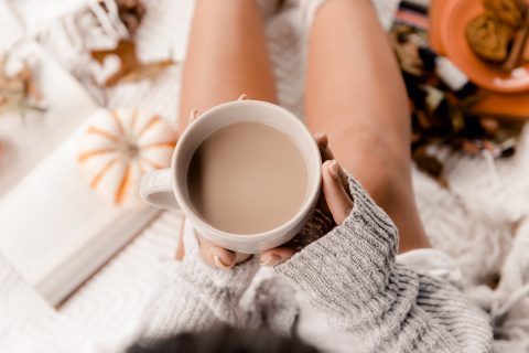 Pumpkin spice diffuser blend. Pumpkin spice coffee in lap of girl who is in LOVE with fall!